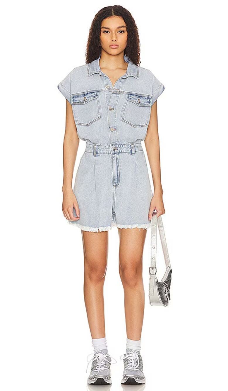 Steve Madden Calliope denim romper medium NEW